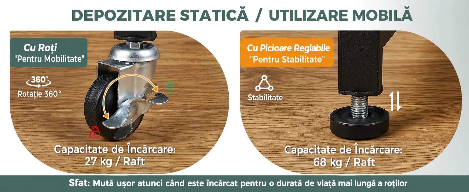 Raft metalic pliabil cu roți - imagine detaliu 3