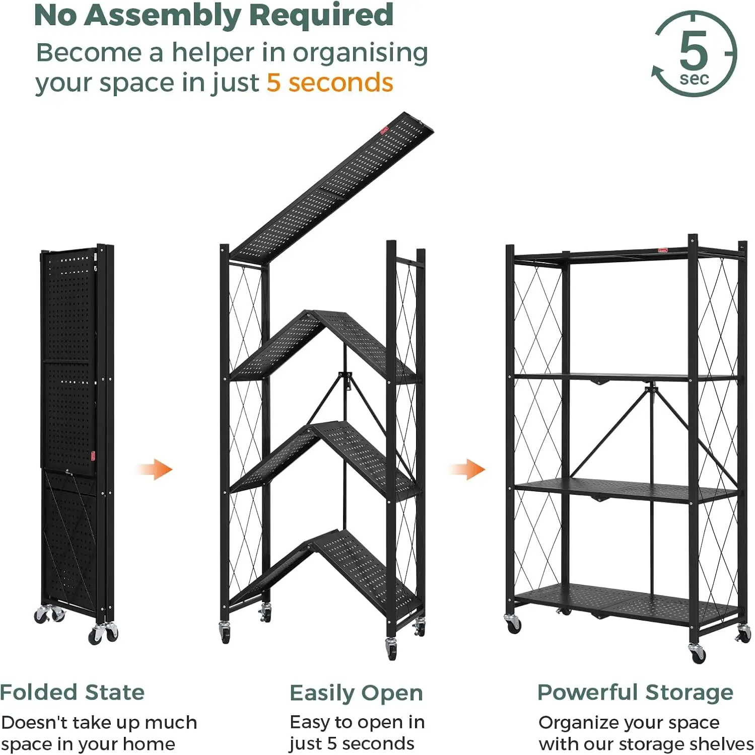 Raft metalic pliabil cu roți, imagine 7